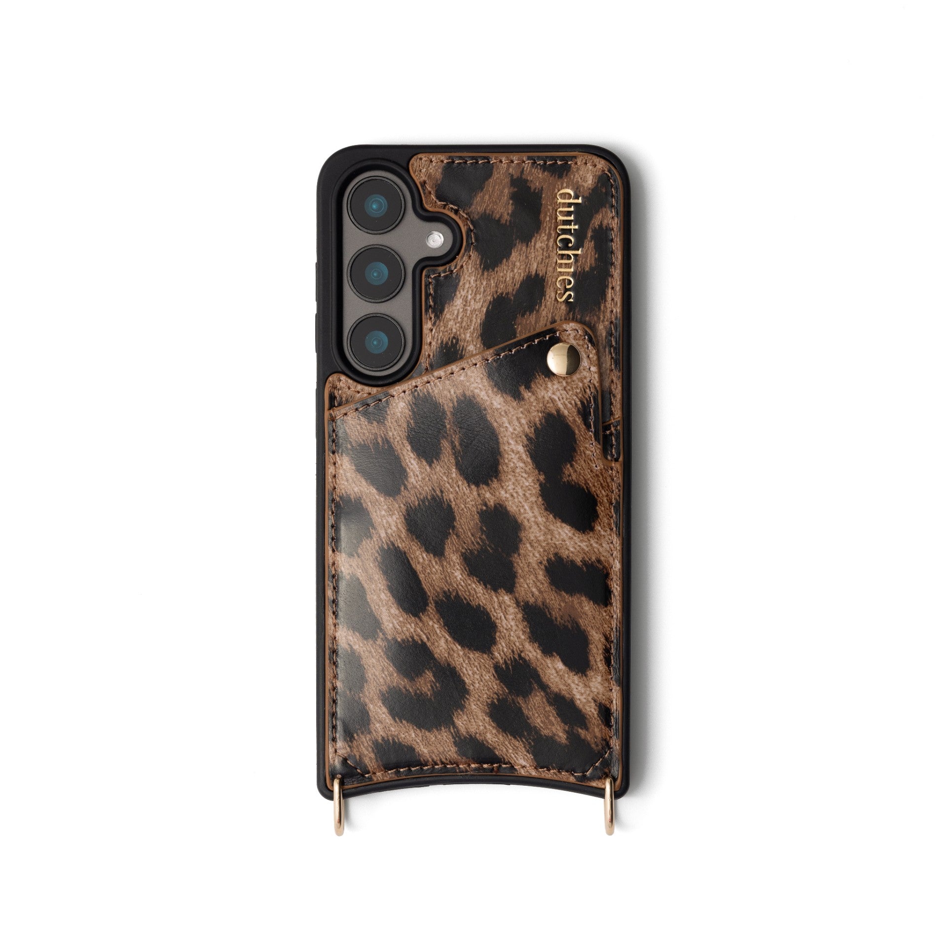 Samsung Case | Leopard featuring a stylish leopard print design with a cardholder and metal finishes.