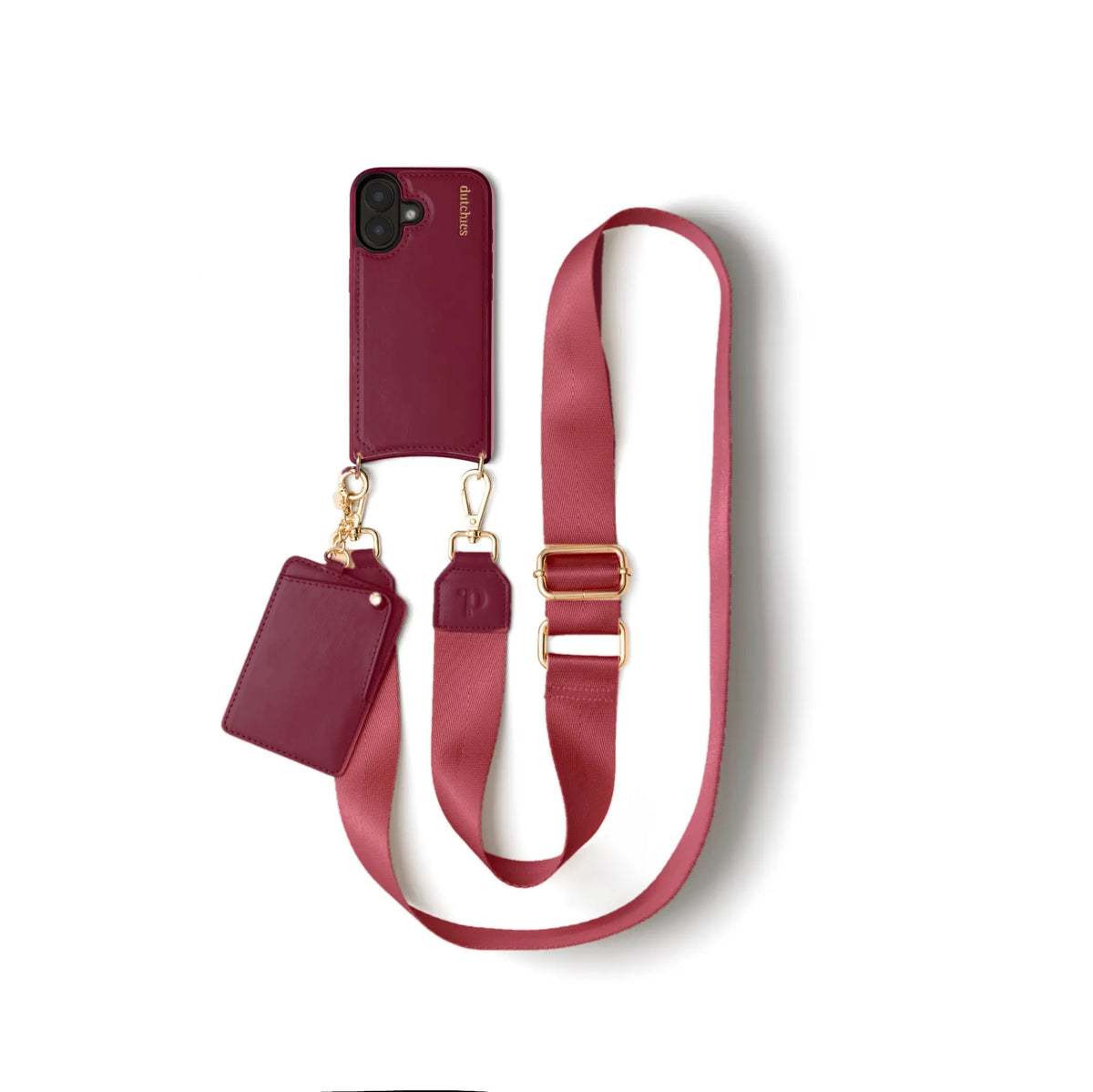 MagSafe Luxury Set | iPhone | Raspberry Red featuring a sleek phone case and matching wallet with strap.
