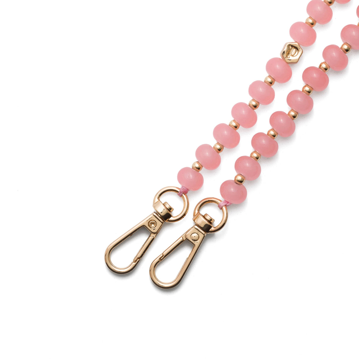 Handyanhänger | Beaded | Jeanne mit rosa Perlen und goldenen Clips, perfekt für Stil und Funktion.