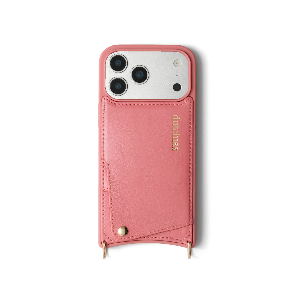 iPhone Case | Pink handcrafted genuine leather with cardholder and shock-absorbing TPU for extra protection.