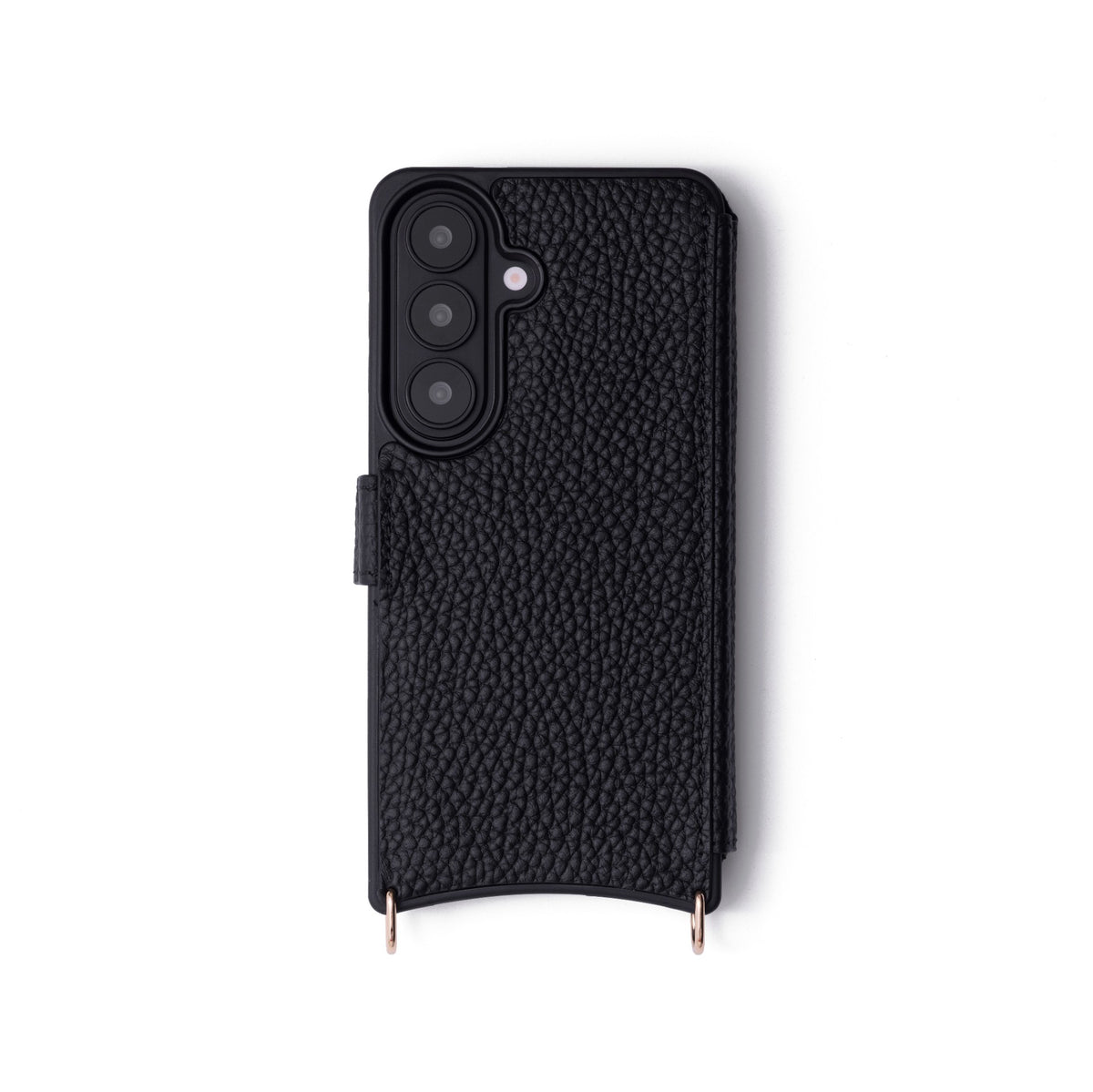 Samsung Wallet Case | Black, premium leather protection for Samsung S26, snap button closure, and soft microfiber lining.