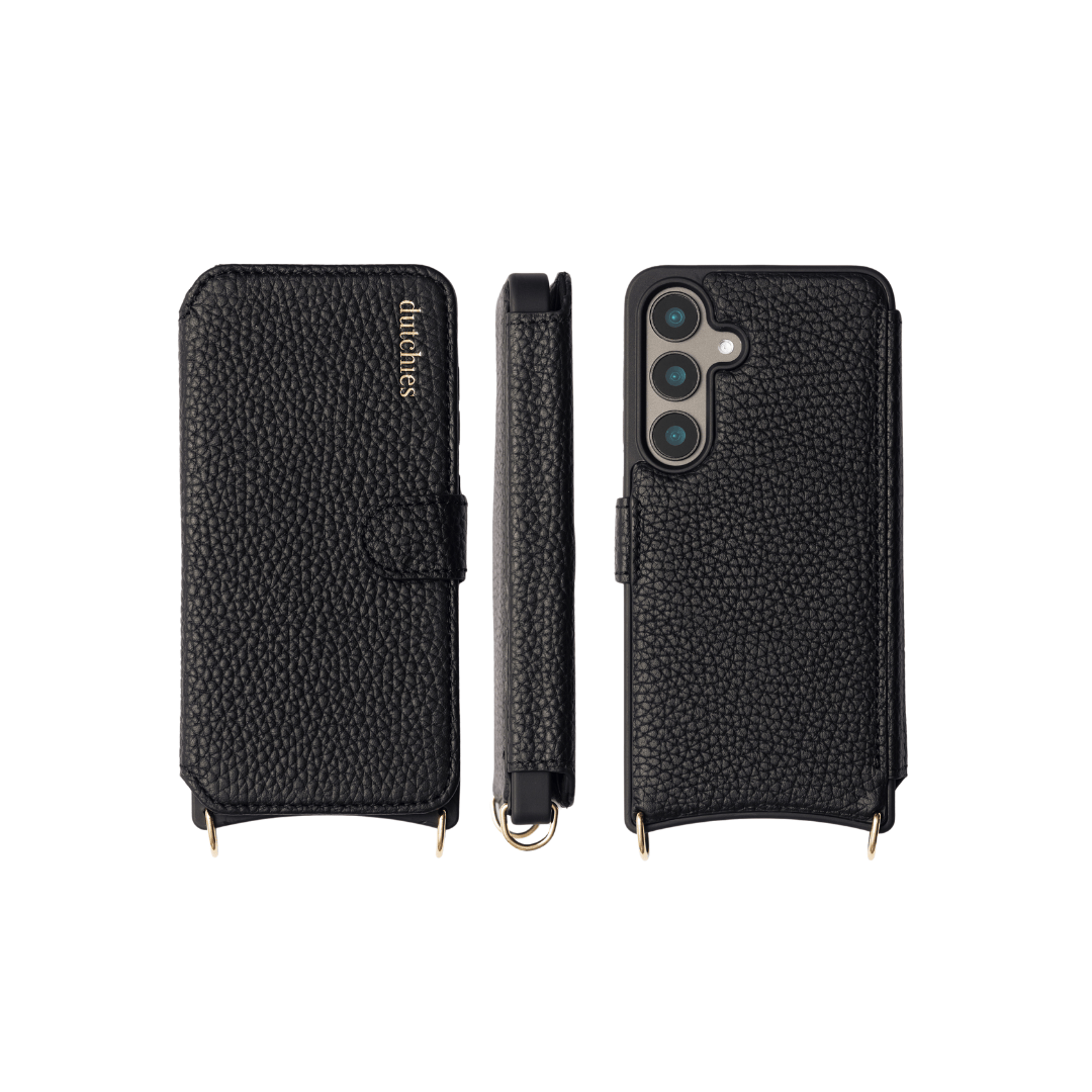 Samsung Wallet Case | Black - Stylish leather design offering full protection for your phone, featuring snap closure and soft lining.