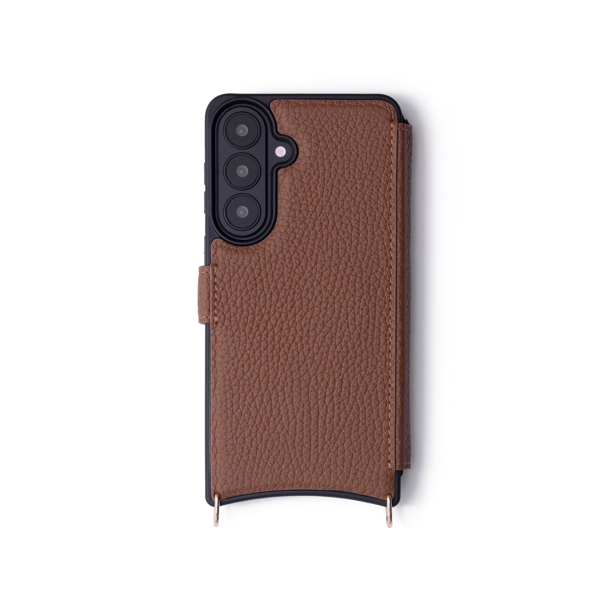 Samsung Wallet Case | Brown, premium leather case for Samsung S26 PLUS with snap button closure and microfiber lining