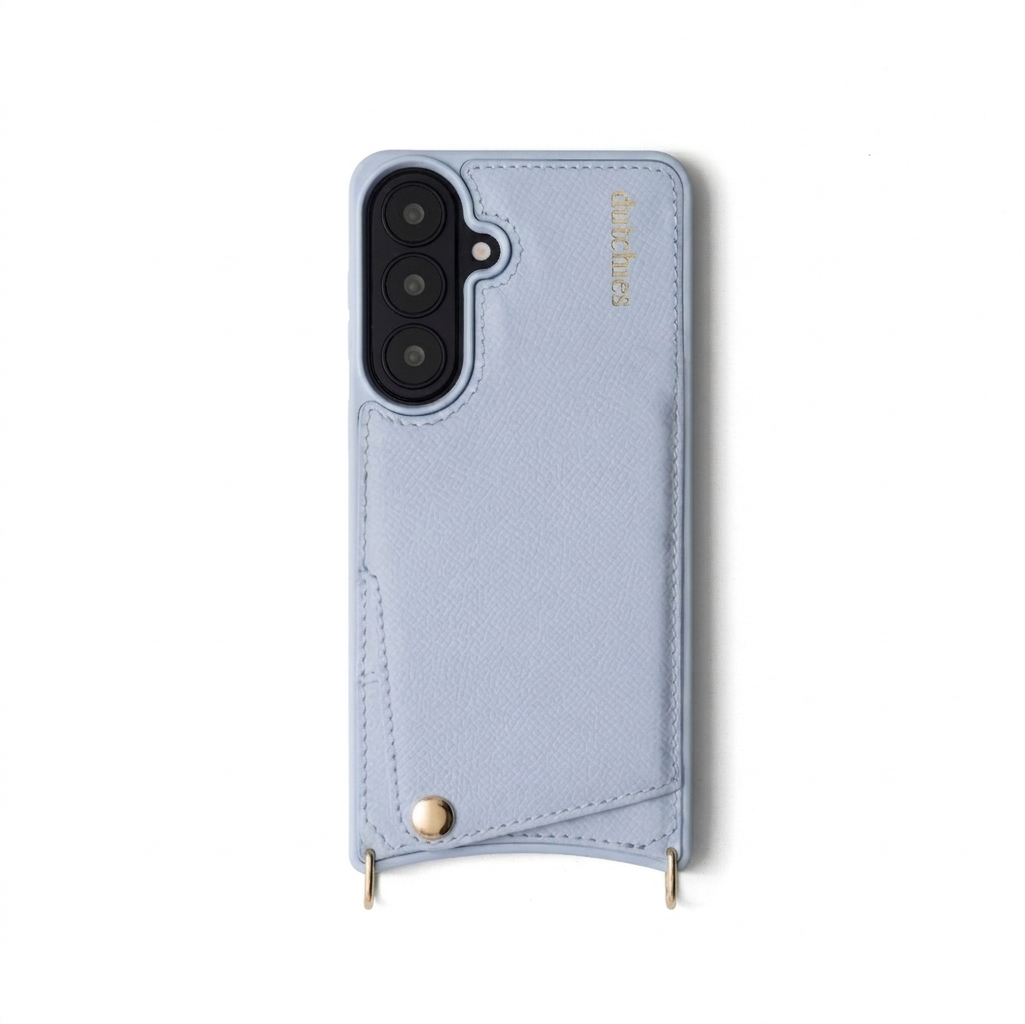 Etui Samsung | Niebieskie, ręcznie wykonane skórzane etui z uchwytem na karty i amortyzującym wstrząsy TPU. Idealne do telefonów Samsung.