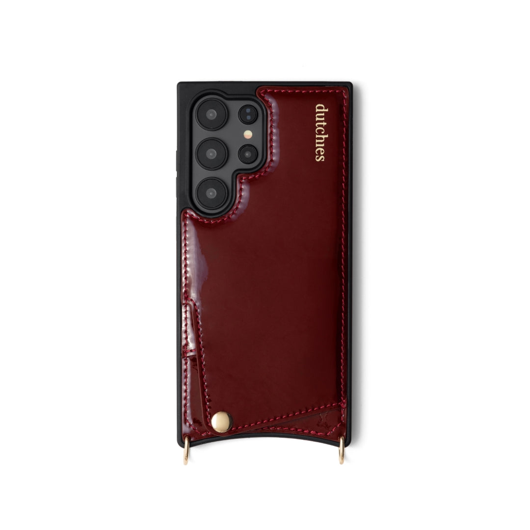 Samsung-Hülle | Gloss Red, handgefertigte Leder-Handyhülle mit Kartenfach und stoßdämpfenden Kanten.