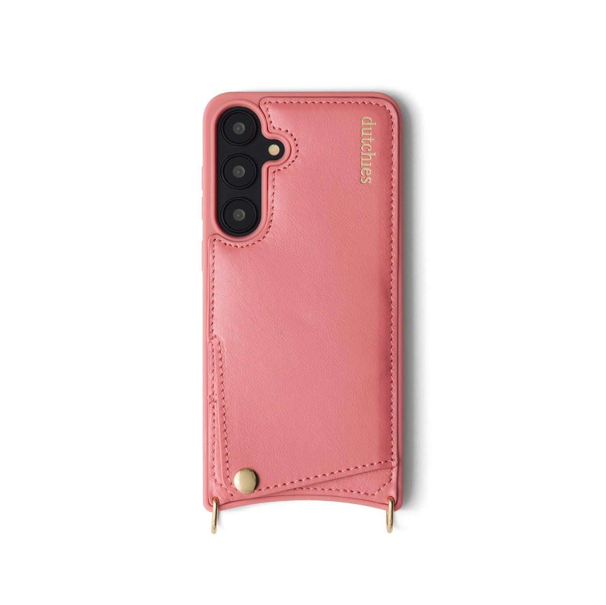 Samsung-Hülle | Pink, handgefertigt aus echtem Leder mit Kartenhalter und Metall-Details.