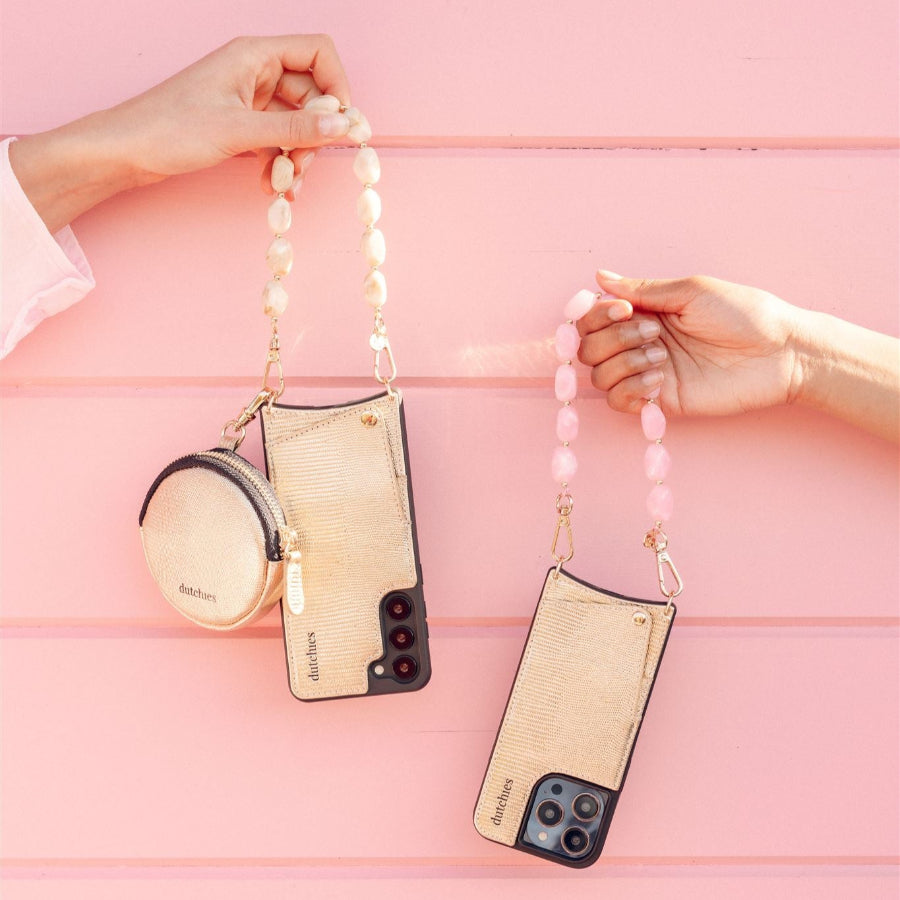 Samsung Case | Goldy in chic gold leather with strap, enhancing your style while protecting your phone.