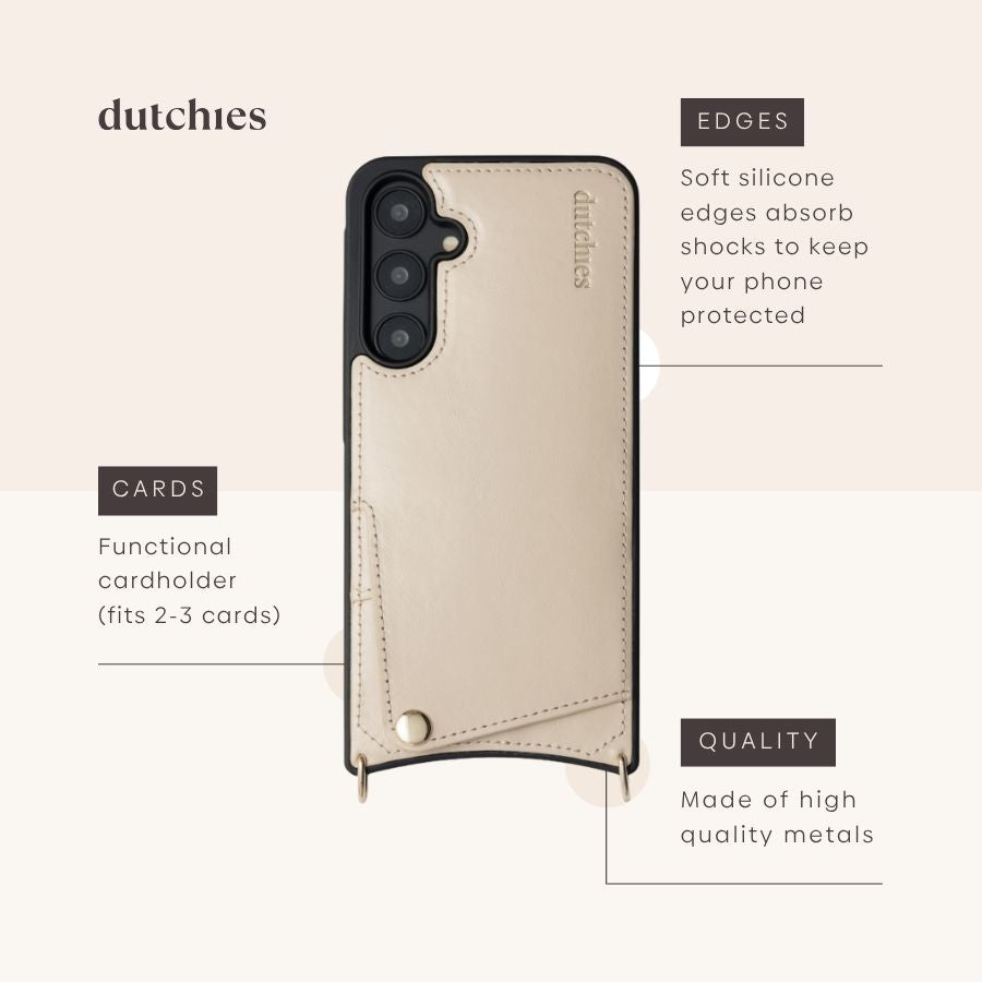 Samsung-Hülle | Vanilla mit Kartenhalter, mit feinem Leder, stoßabsorbierenden Kanten und stilvollem Design.