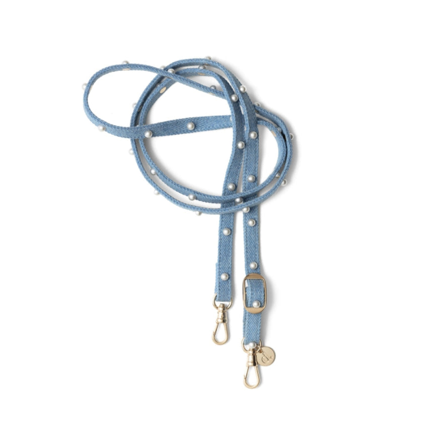 Slimline | Boucles d'oreilles perles avec attache | Denim