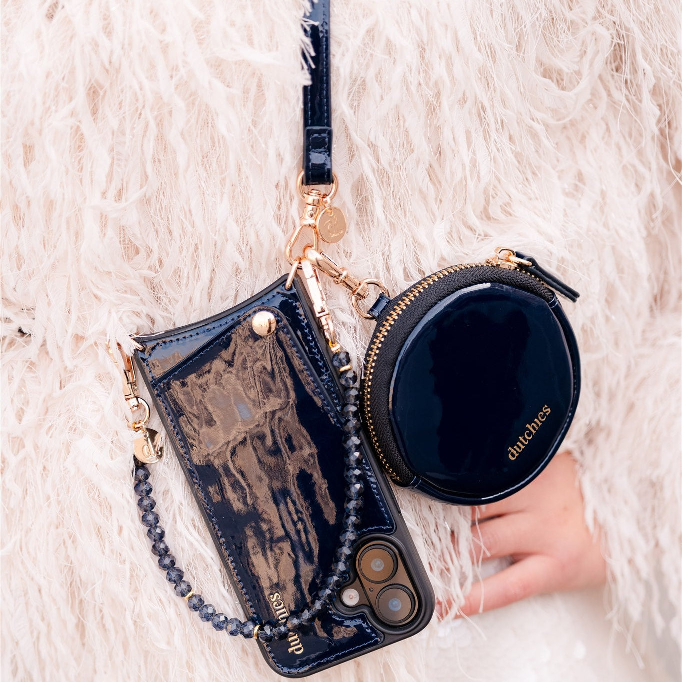 Mini Phone Bag in Navy Gloss color from Dutchies