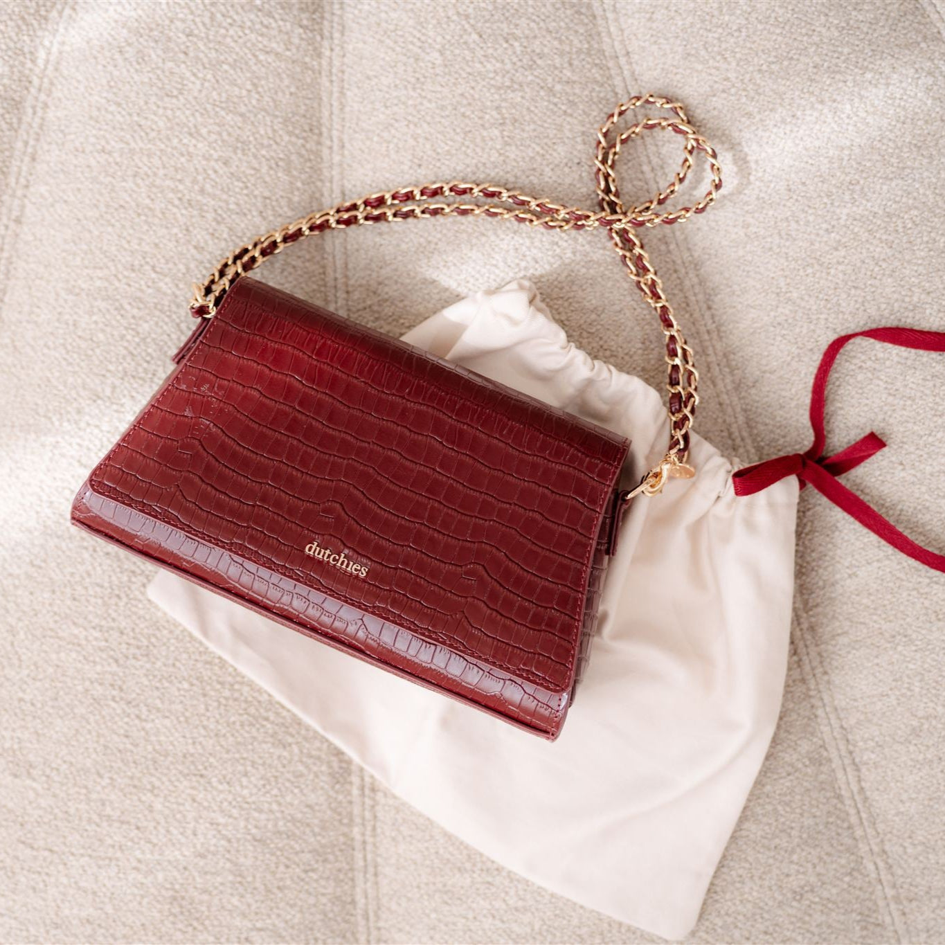 Sophie Crossbody Bag | Crocodile Chic | Burgundy