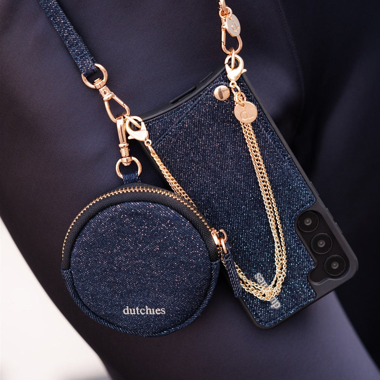 Mini Sac de téléphone Emma | Denim Glitter