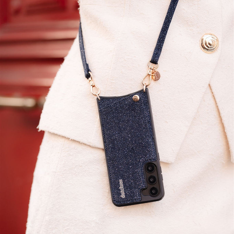 Classic set | Samsung | Denim Glitter phone case with stylish strap, perfect for a modern classy look.
