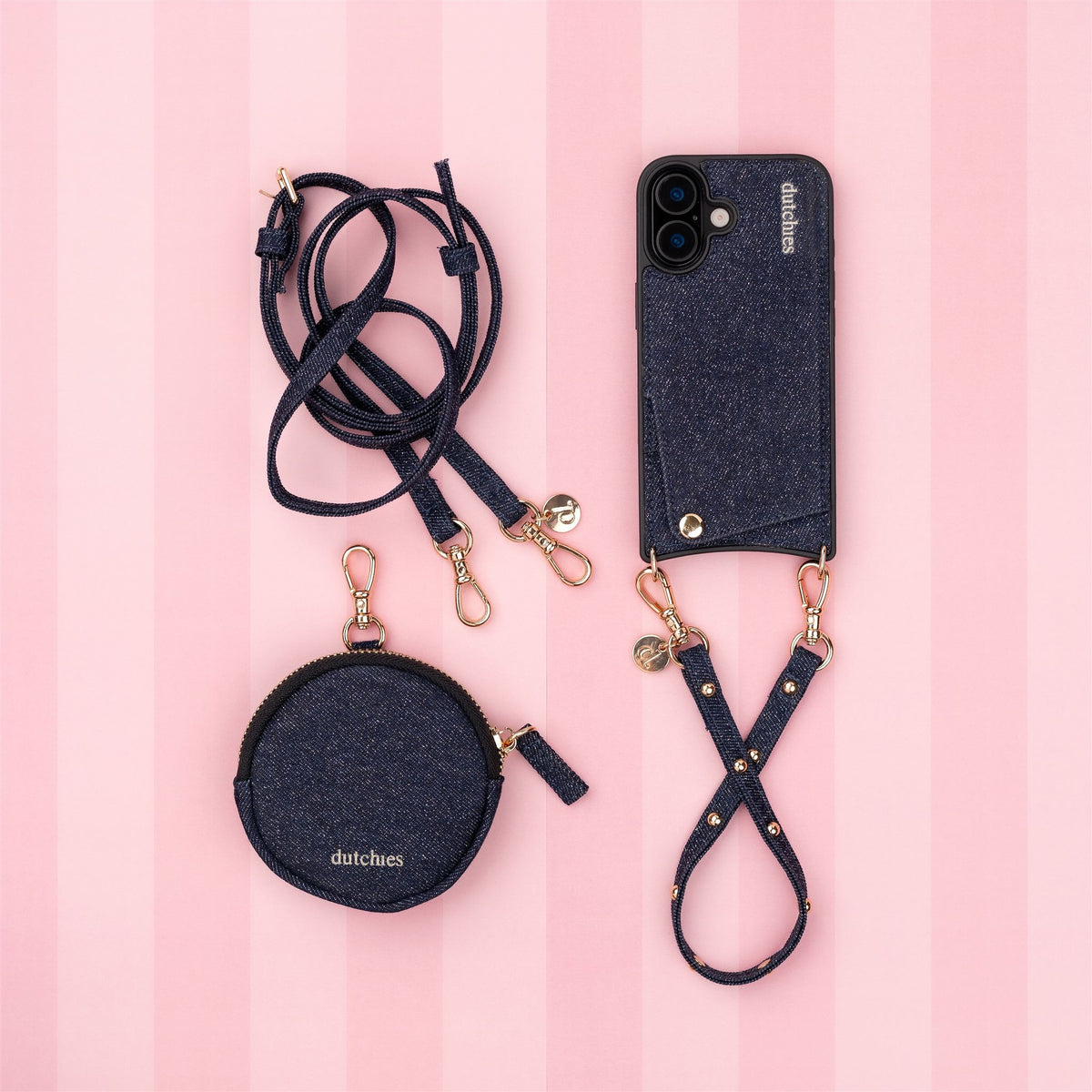 Luxus-Set | iPhone | Denim Glitter