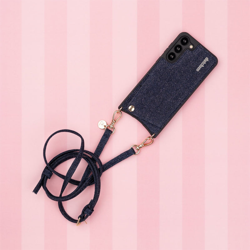 Classic set | Samsung | Denim Glitter - Stylish phone case with strap, perfect for keeping your phone and essentials in one place.