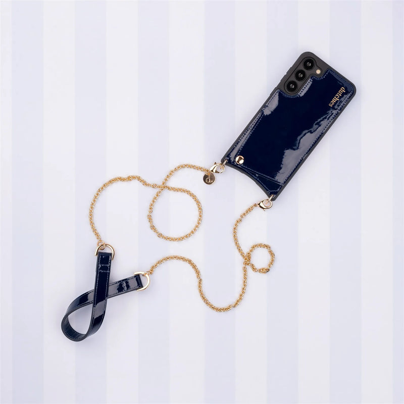 Spanish chain set | Samsung | Navy - fashionable handsfree phone case with a stylish chain strap.