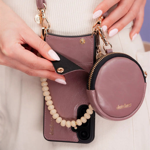 Luxury Set | Samsung | Mauve - stylish phone case with card holder and coin purse, perfect for keeping essentials close.