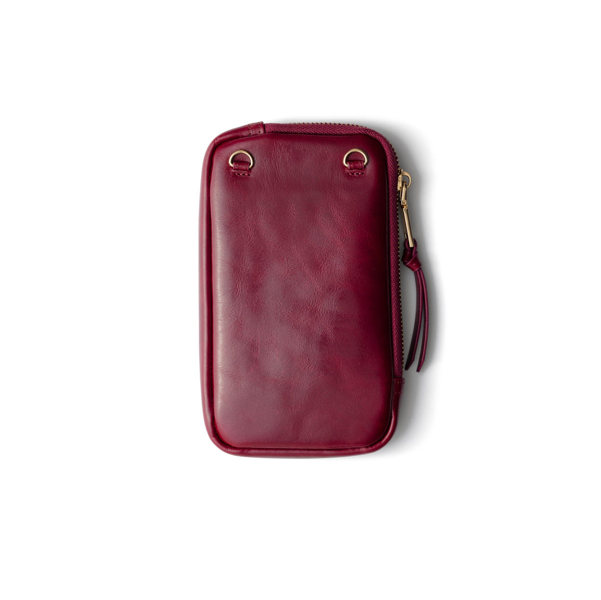 Phone Bag Rose | Raspberry Red - Handmade leather phone pouch in rich raspberry red, perfect for all essentials.