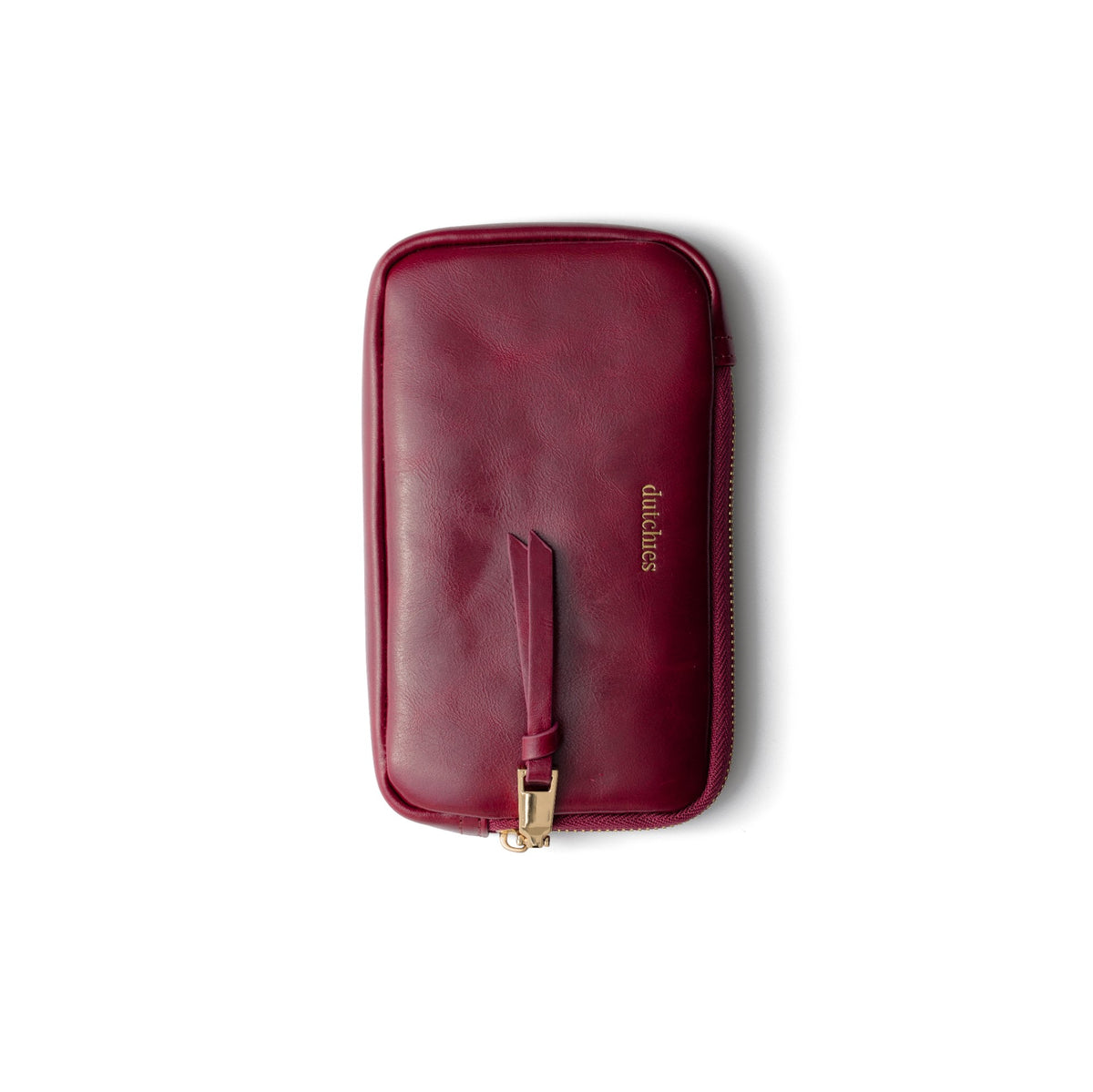 Phone Bag Rose | Raspberry Red - Handmade leather pouch in rich raspberry red color.