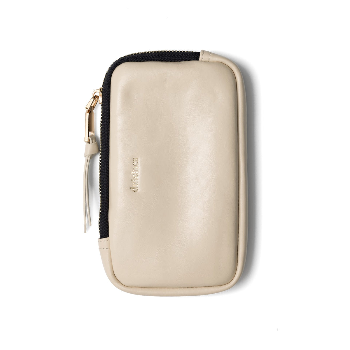 Phone Bag Rose | Vanilla - Handmade leather phone pouch with zipper in stylish design.