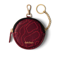 Mini Phone Bag Emma | Snake Red: stylish round pouch in red with gold hardware for easy storage on the go.