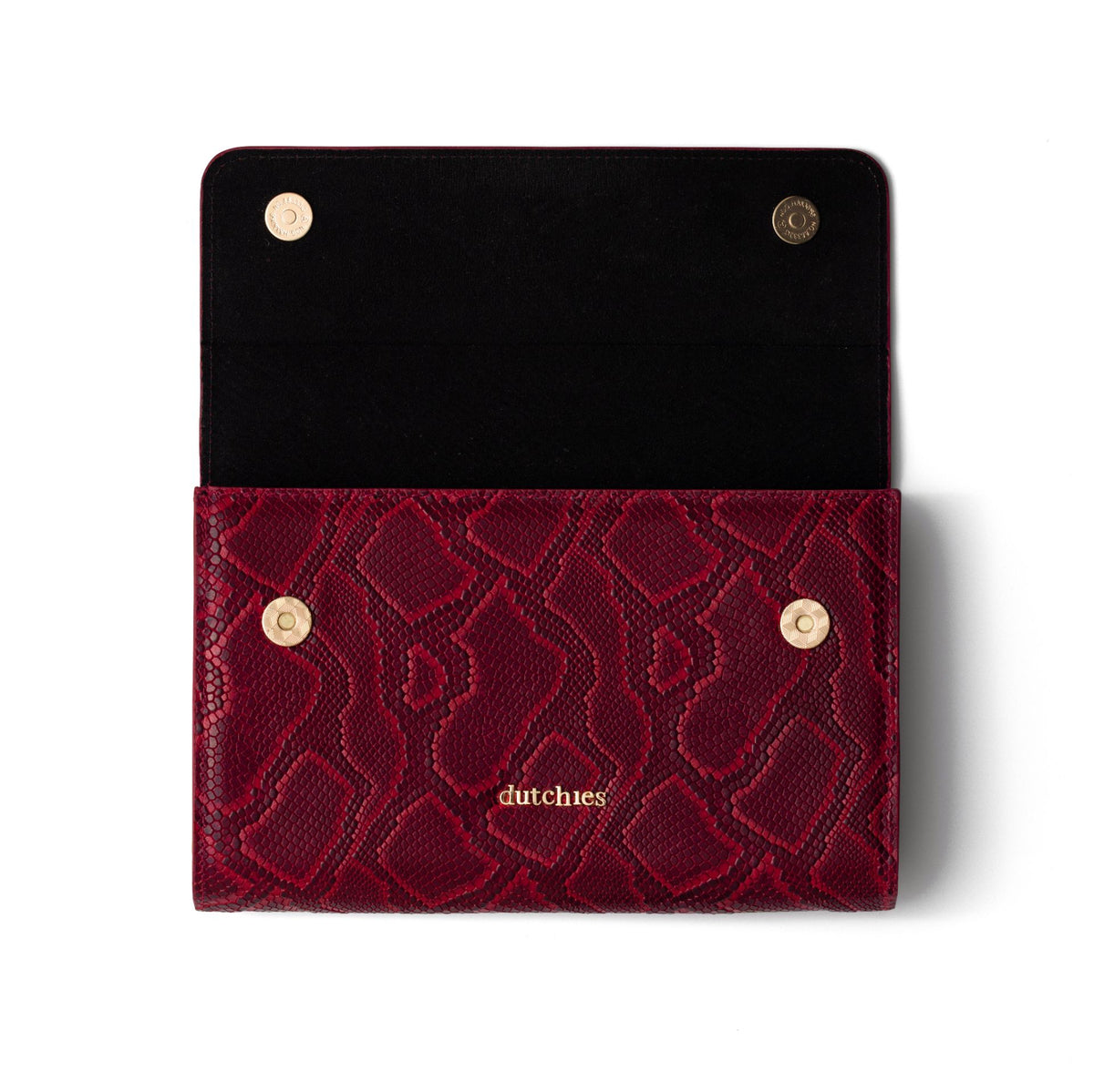 Belt Bag Set | Alei | Snake Red featuring a stylish snake print wallet with snap closure in bold red.
