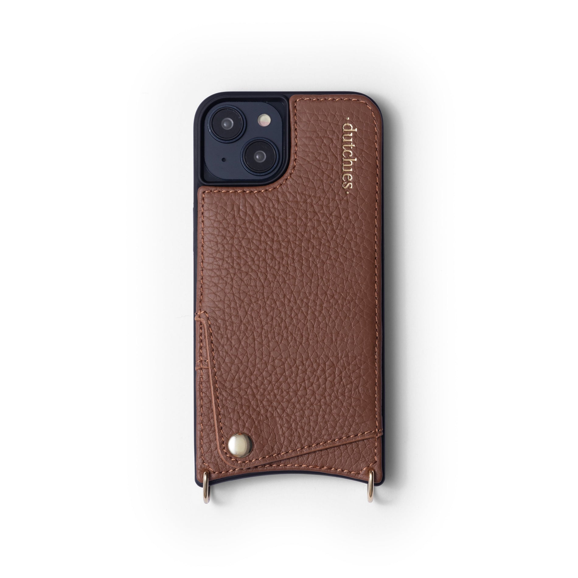 iPhone Case | Brown with cardholder made from genuine leather and premium metal finishes.