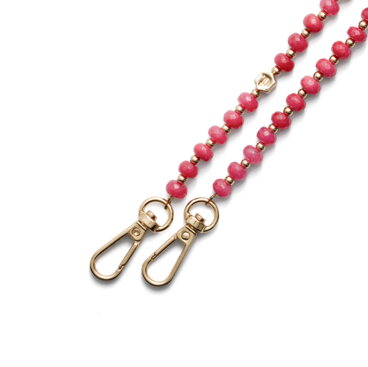 Phone Charm | Beaded | Bella - pink beaded charm with gold clips, perfect for stylish phone accessories.