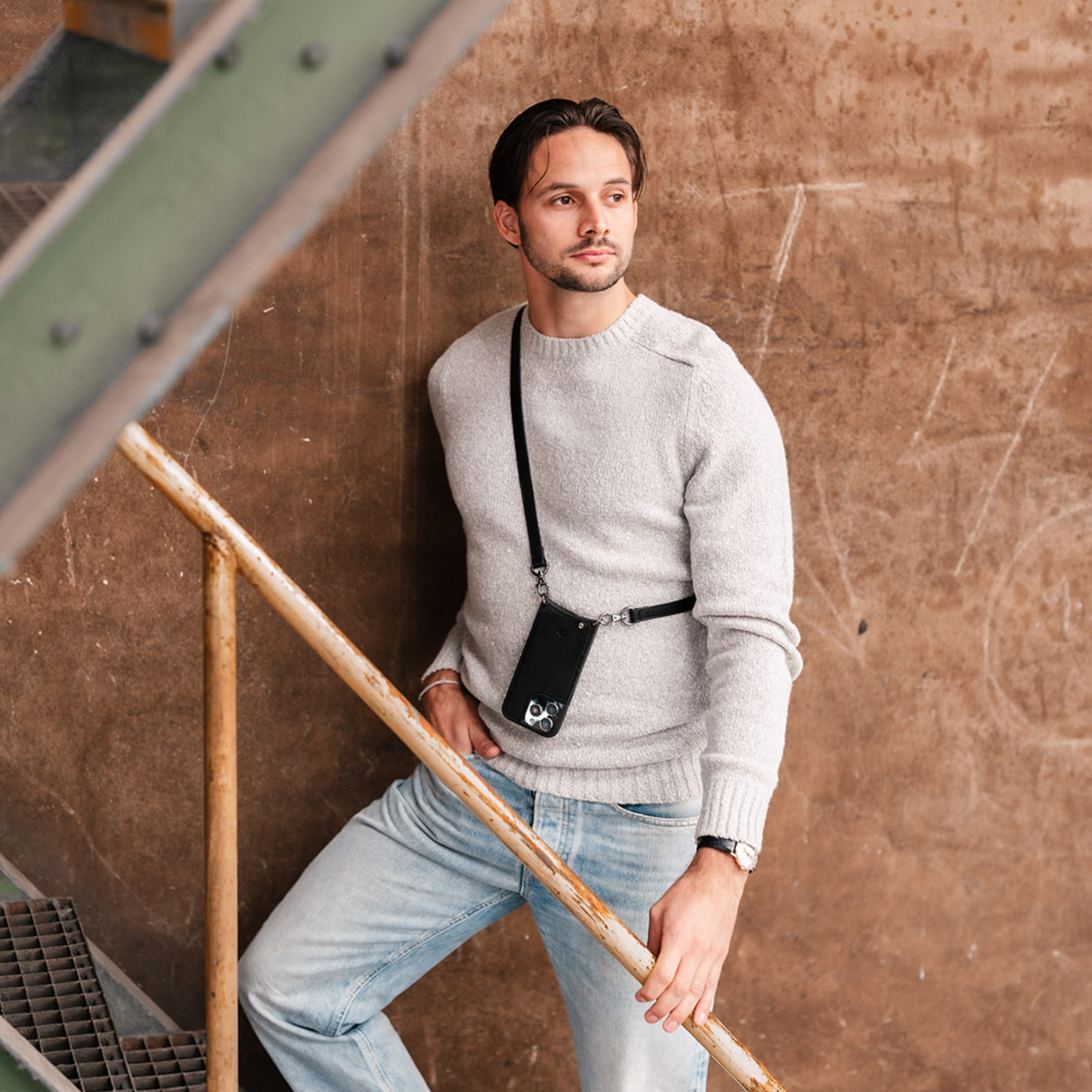 iPhone Crossbody set | Case & Strap | Men | Black