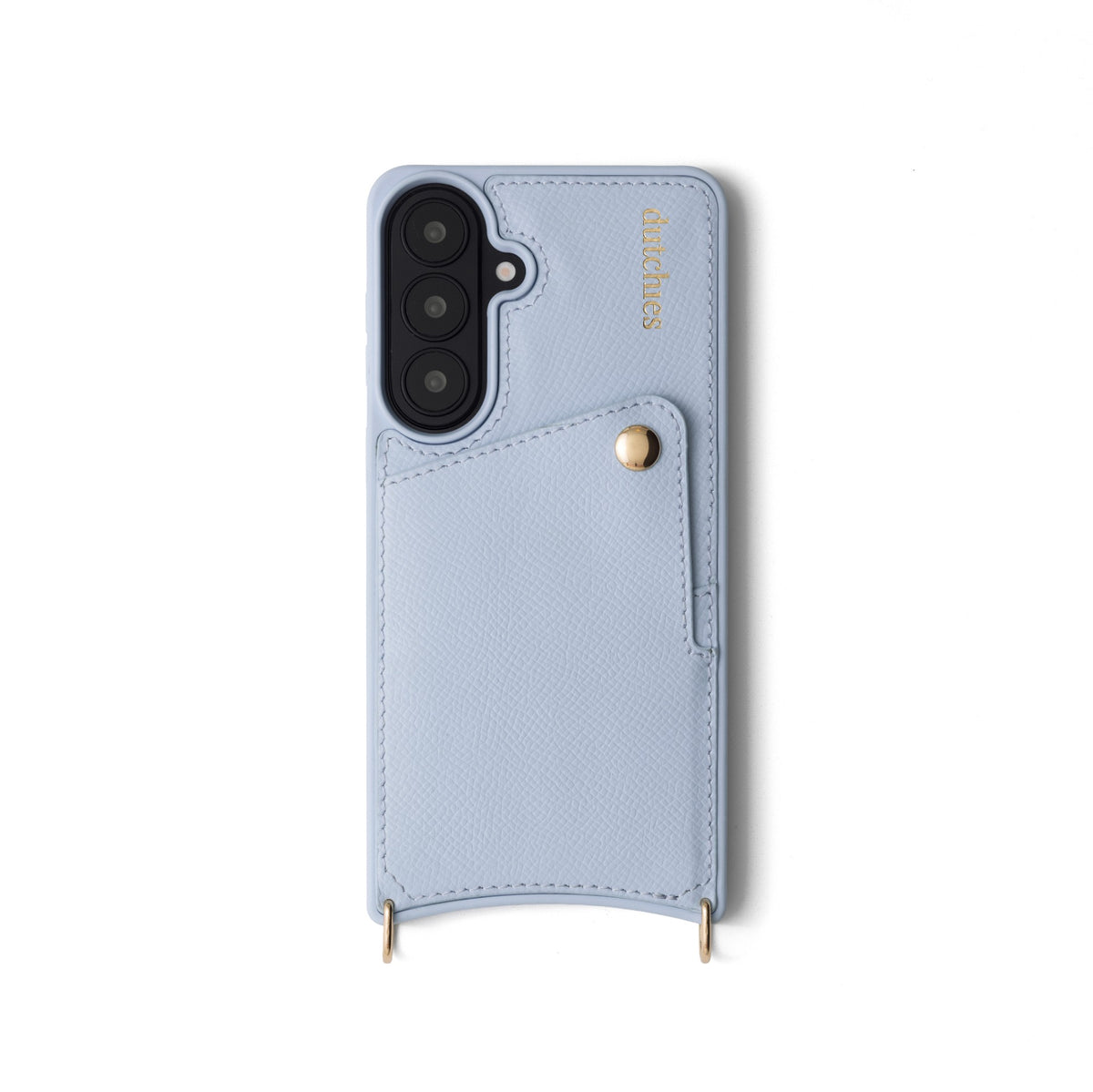 Samsung Case | Blue made of genuine leather with cardholder and snap button closure.