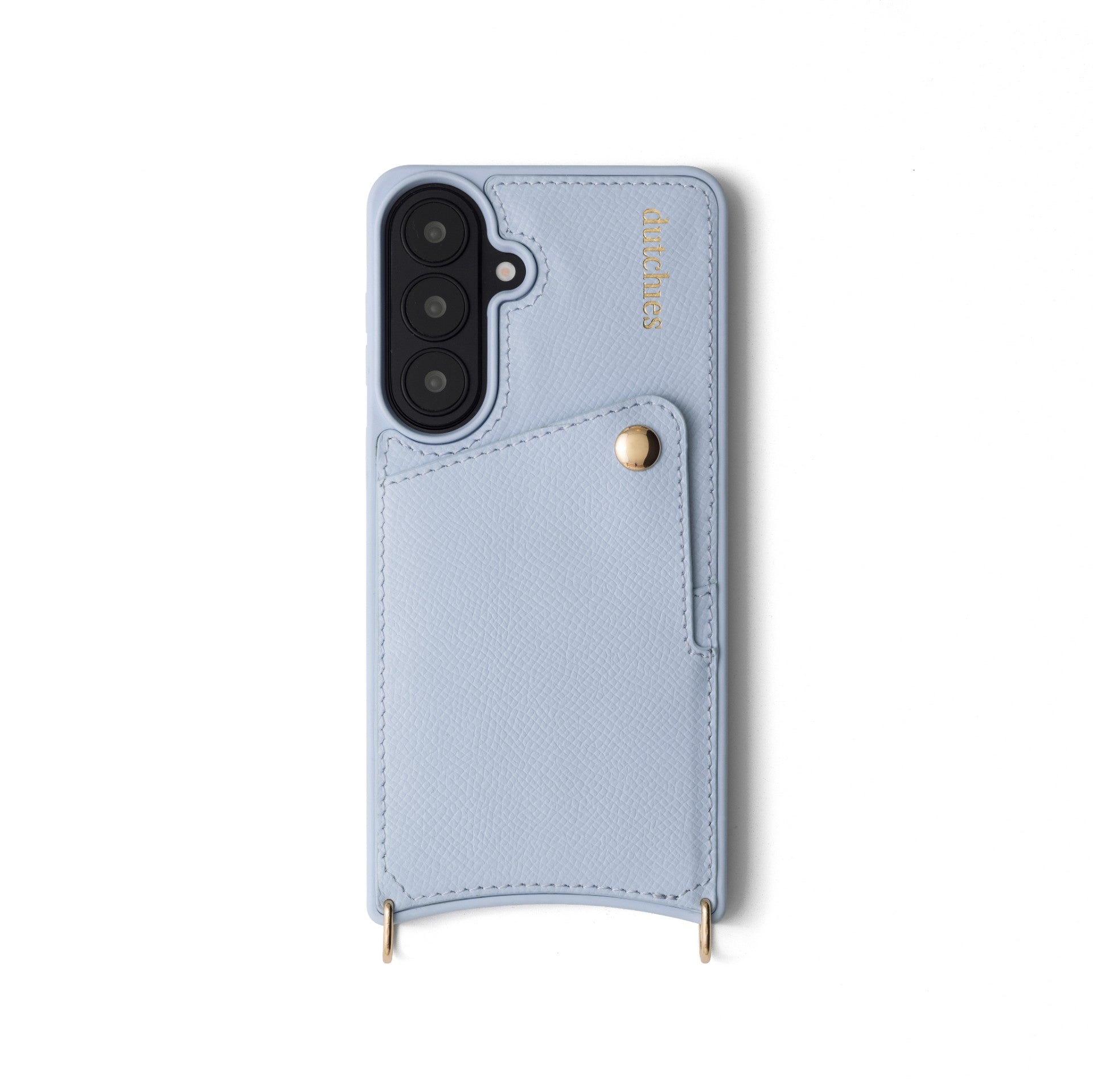 Samsung Case | Blue made of genuine leather with cardholder and snap button closure.
