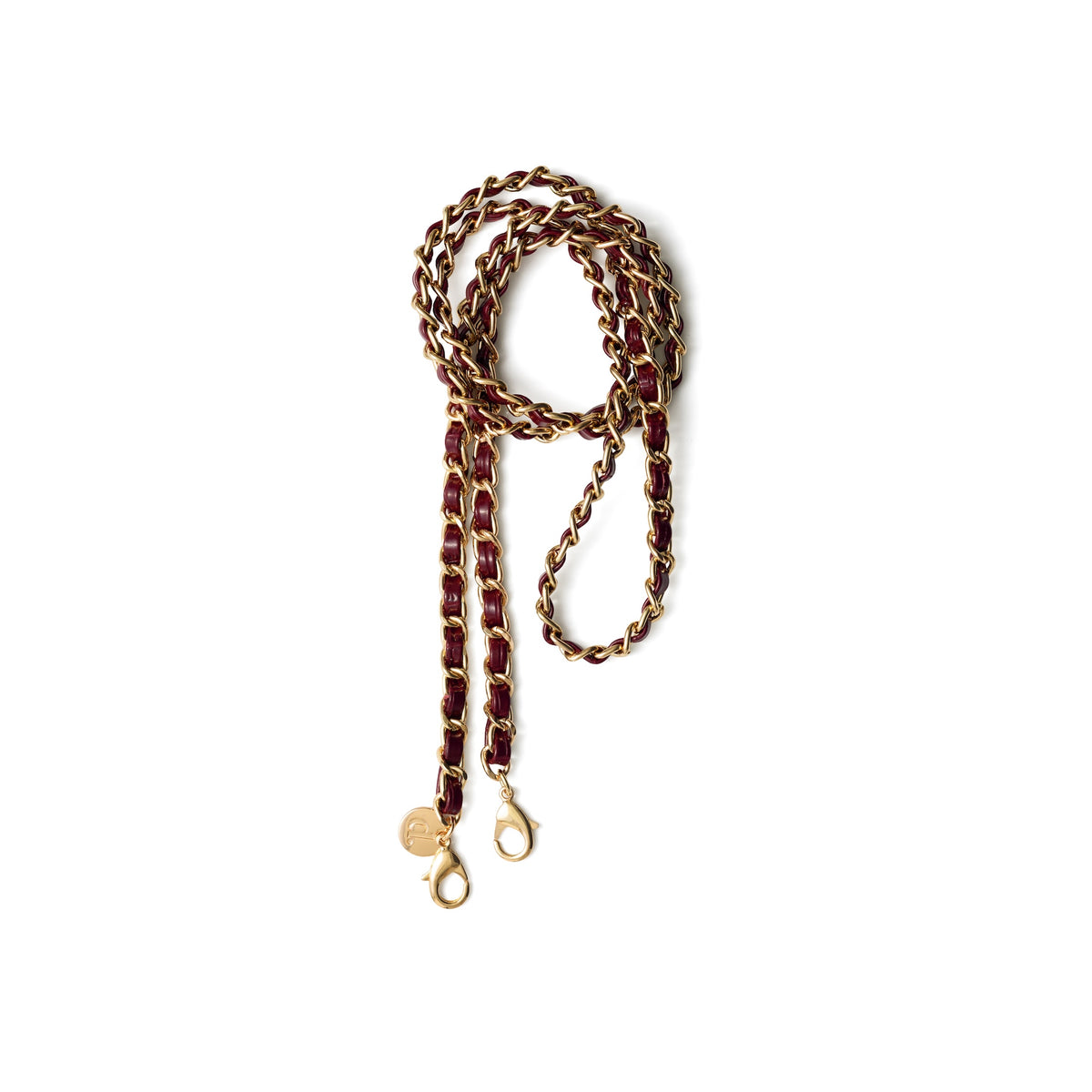 Phone Chain | Italian | Burgundy - stylish gold and burgundy crossbody strap for phone case with cardholder