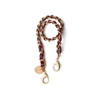 Phone Charm | Italian | Burgundy phone charm with a gold chain for stylish phone case attachment.