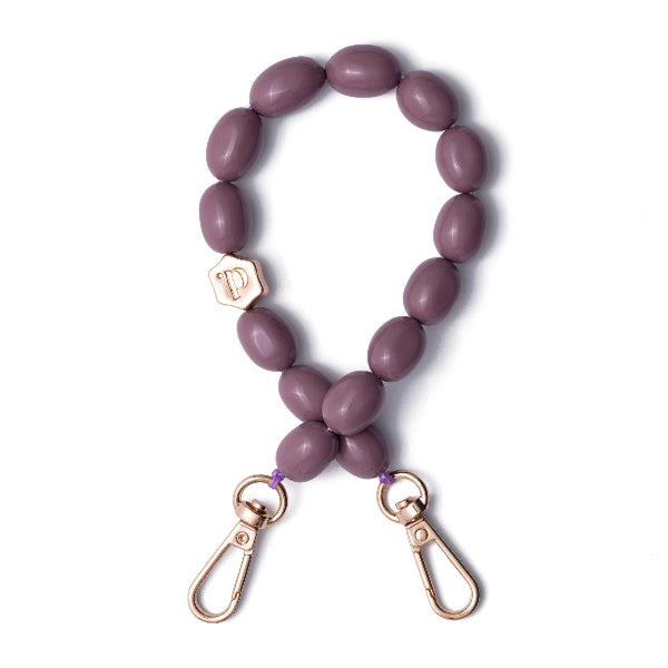 alt_tag: Phone Charm | Beaded | Eileen - mauve beaded charm with clip attachments, stylish and chic accessory.