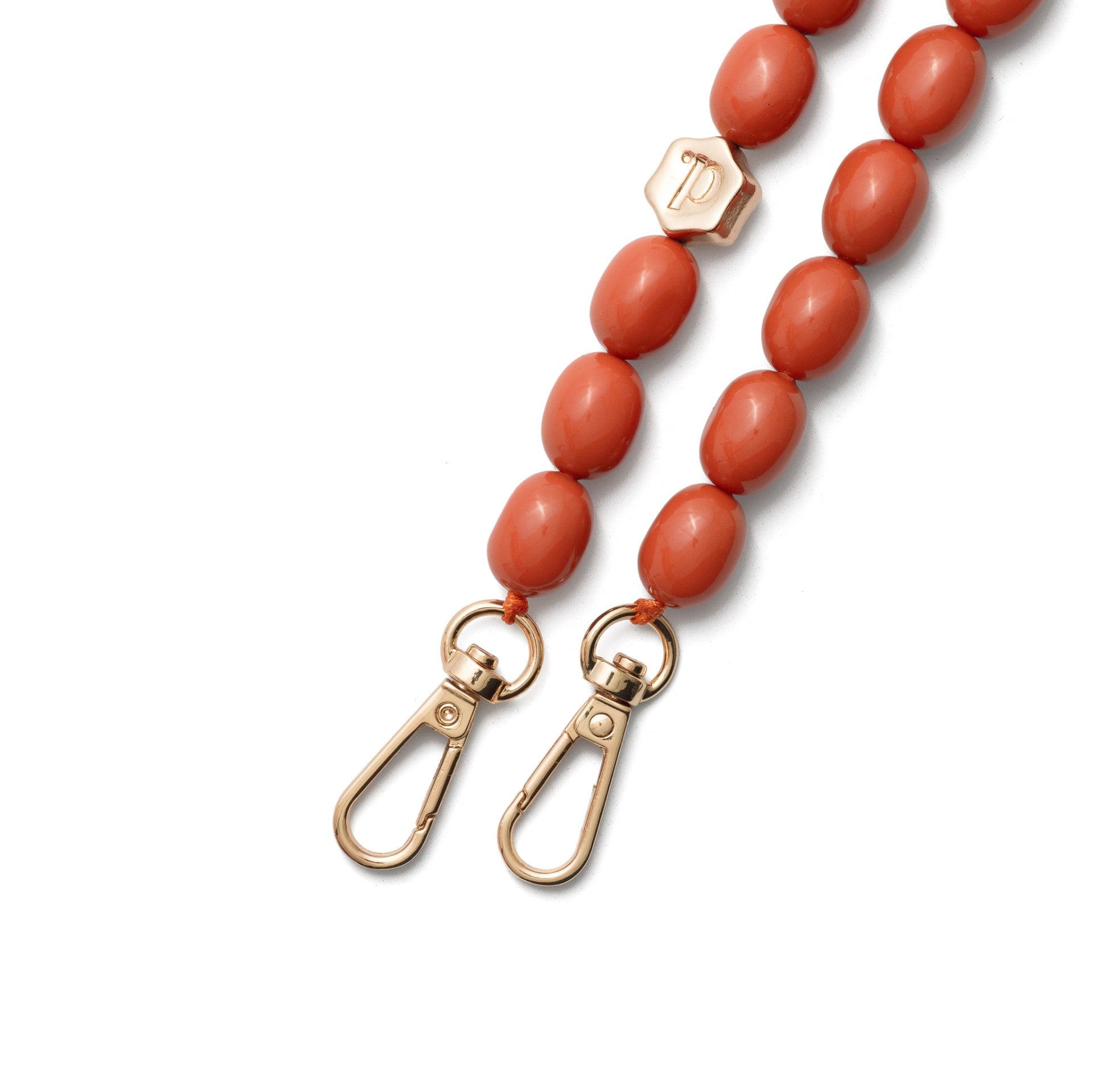 Phone Charm | Beaded | Tamara in vibrant orange with gold hardware for stylish phone attachment.
