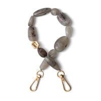 Phone Charm | Beaded | Ada - grey beaded phone charm with gold accents