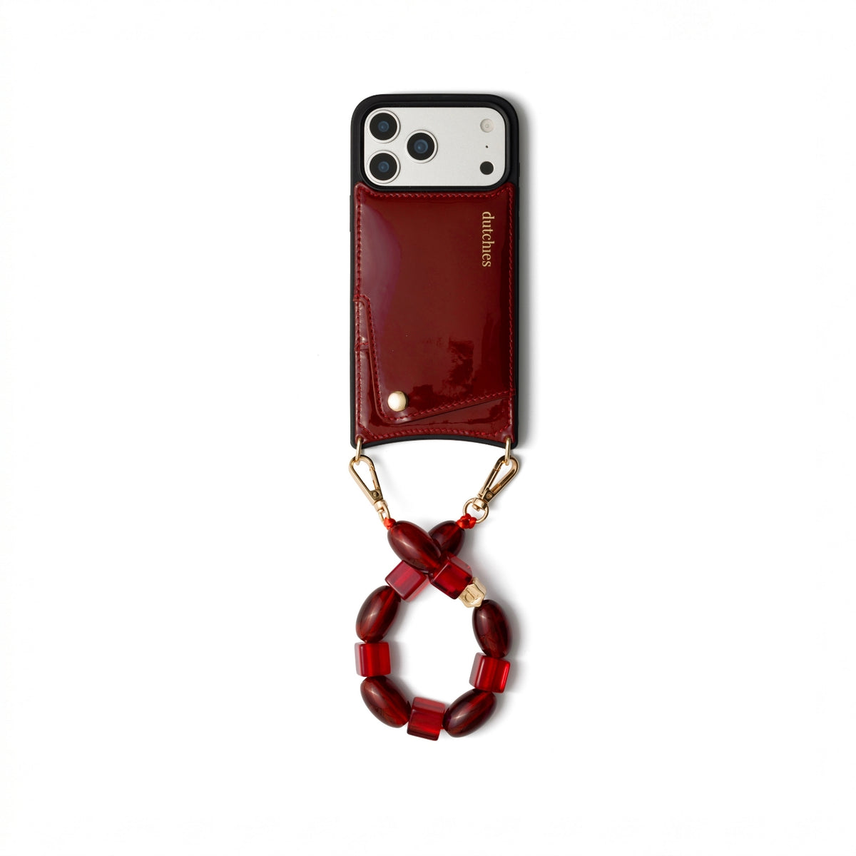 Charm Set | iPhone | Gloss Red | Franky - elegante funda roja para móvil con tarjetero y charm con estilo