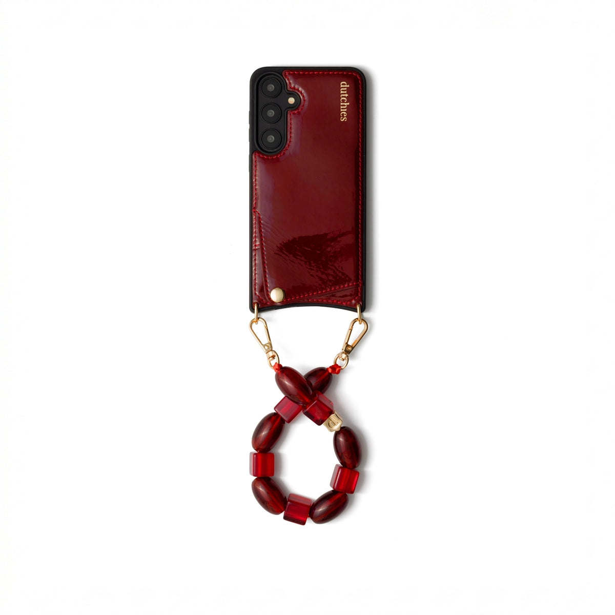 Charm Set | Samsung | Gloss Red | Franky - Chic phone case with trendy beaded charm for style and convenience.