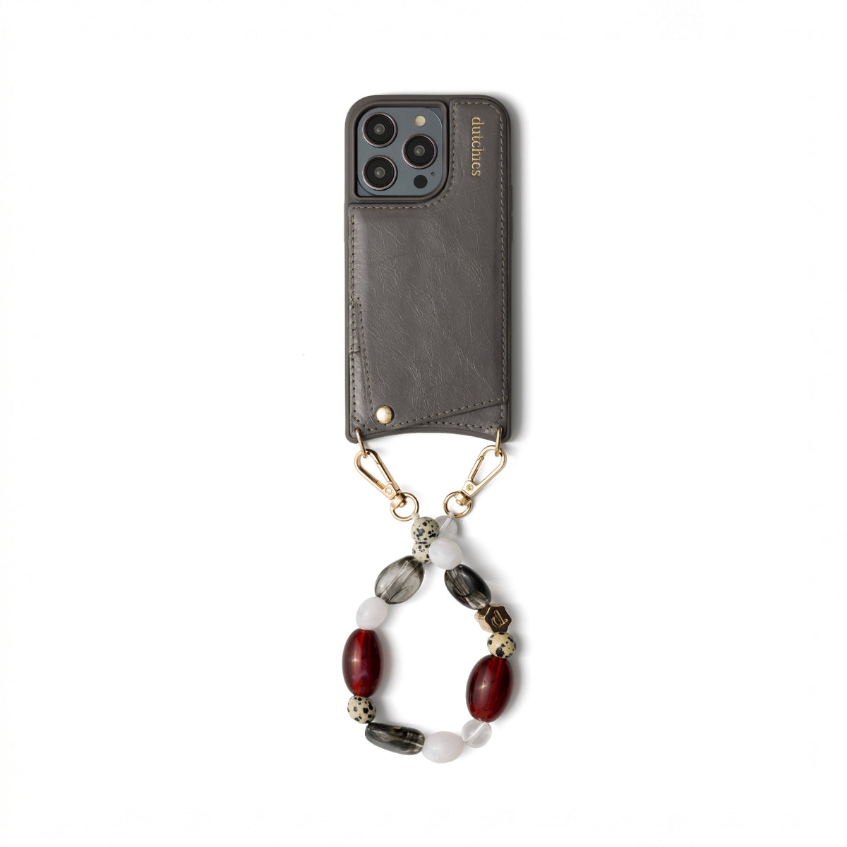 Charm Set | iPhone | Graphite Grey | Maya - Stylish phone case with charm and card holder.