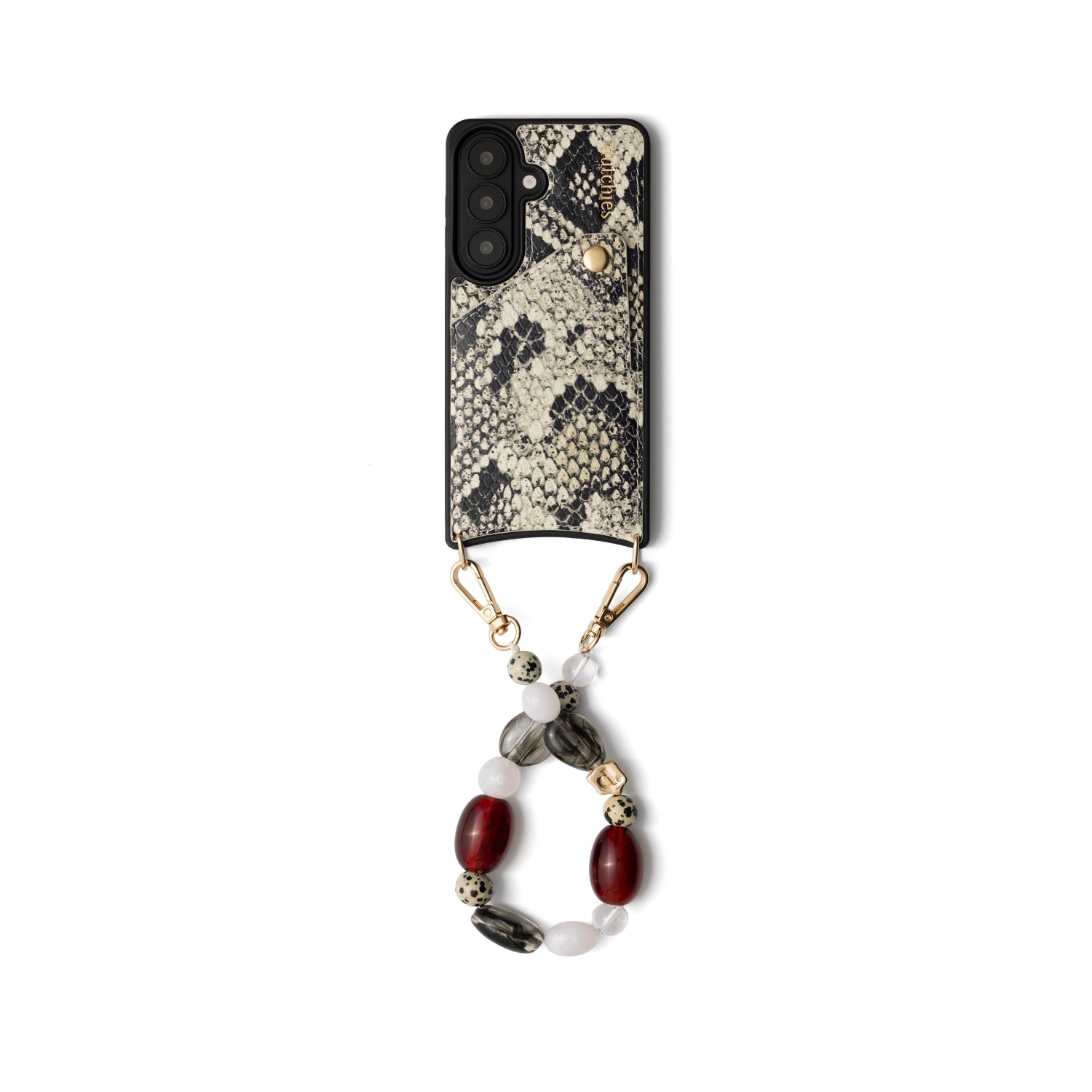 Charm Set | Samsung | Snake | Maya - Chic smartphone case with snakeskin pattern and trendy bead phone charm.