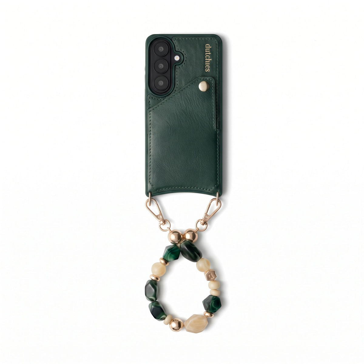 Charm Set | Samsung | Forest Green | Harriet - Leather phone case with beaded phone charm.