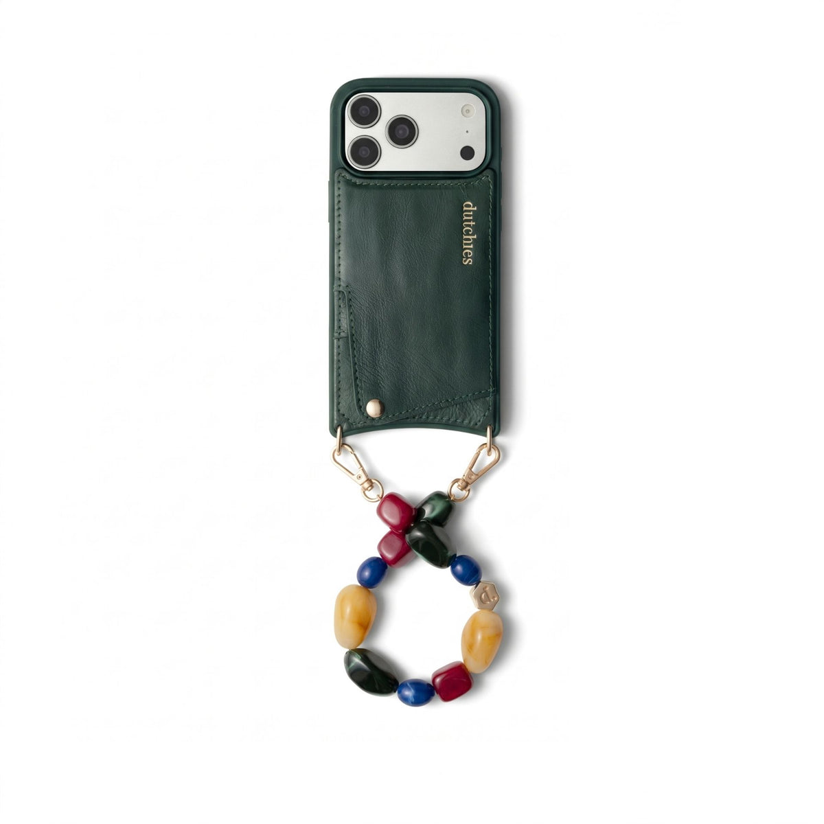 Charm Set | iPhone | Forest Green | Lizzy - Leather phone case with beaded phone charm.