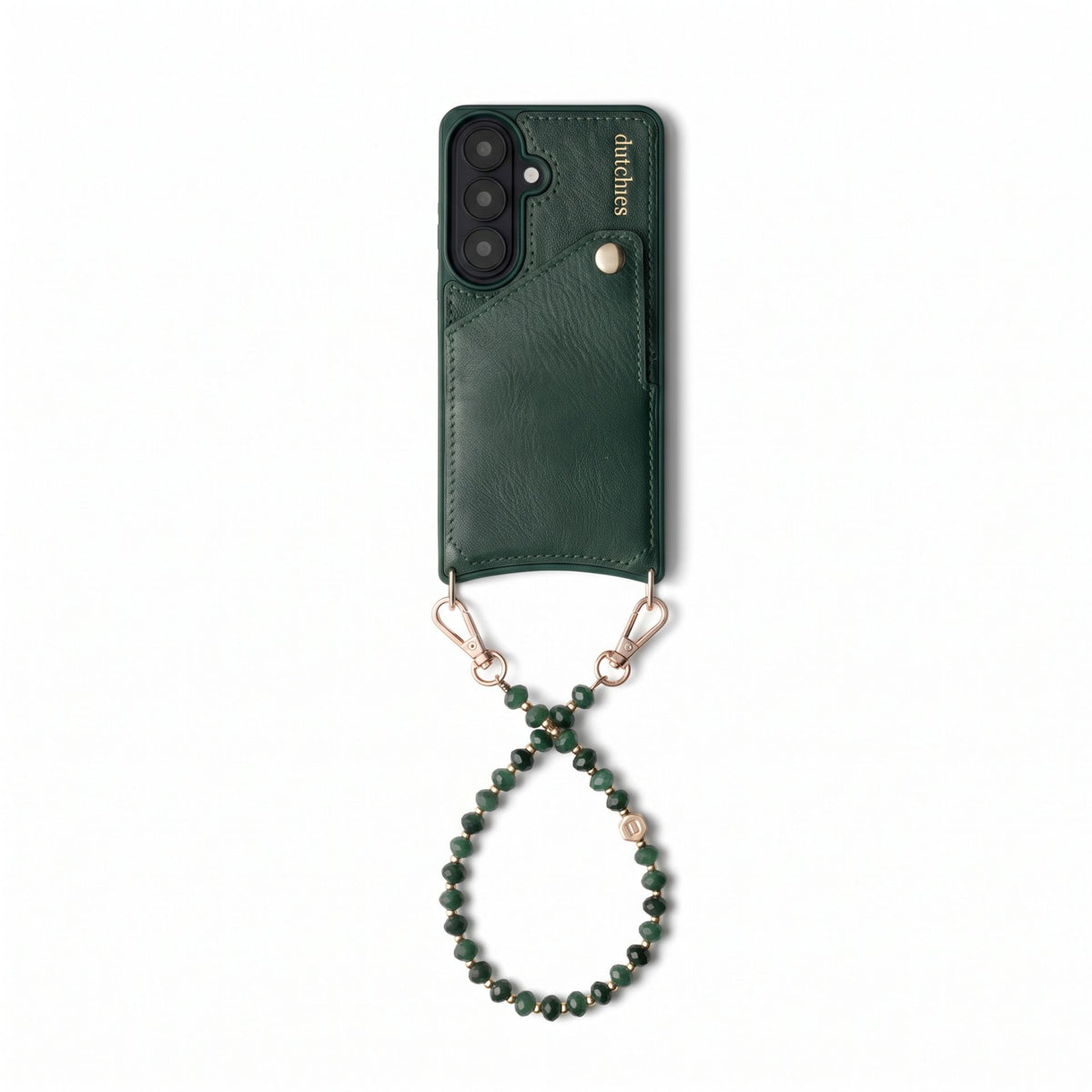 Charm Set | Samsung | Forest Green | Nina - Leather phone case with beaded phone charm.