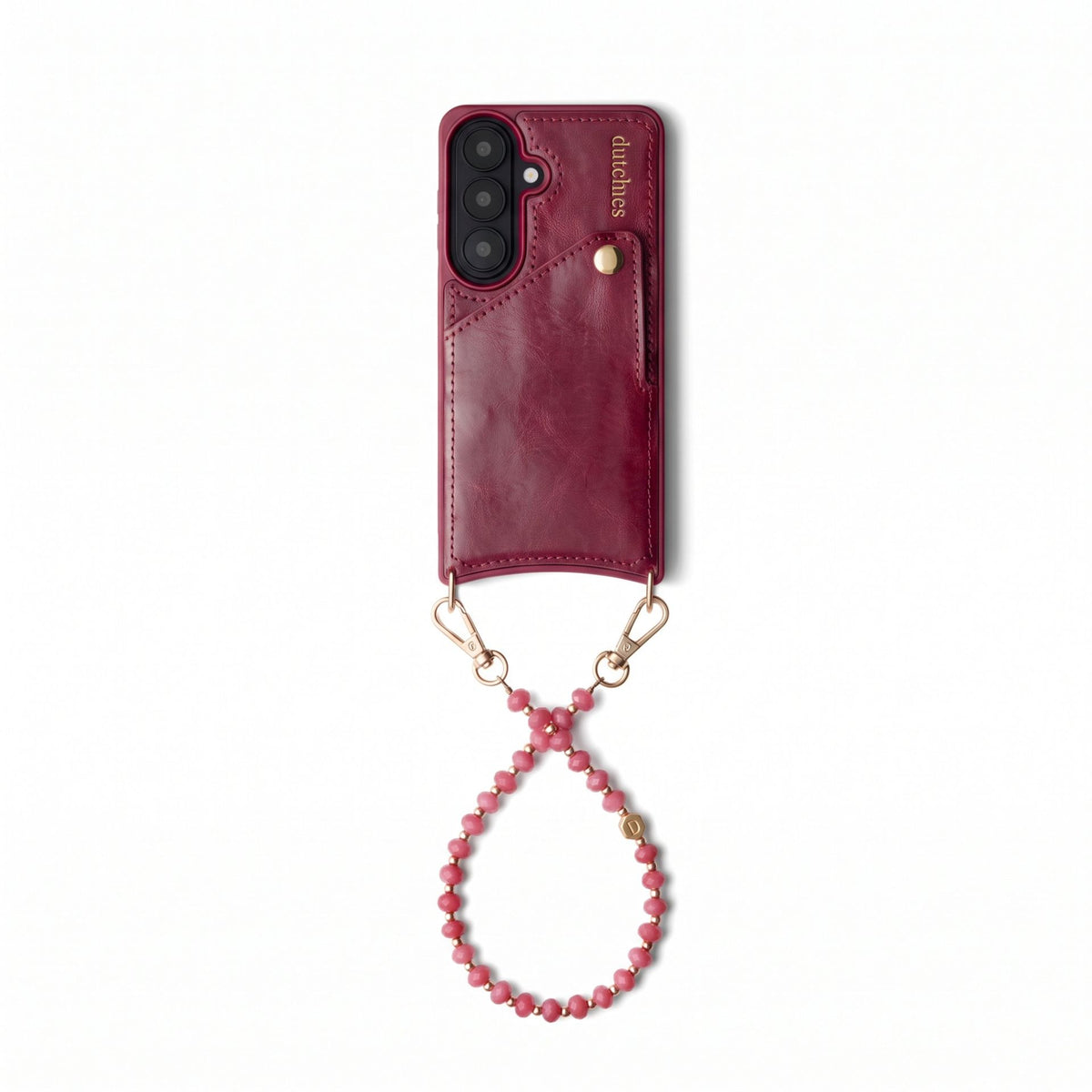 Charm Set | Samsung | Raspberry Red | Bella - Leather phone case with beaded phone charm.