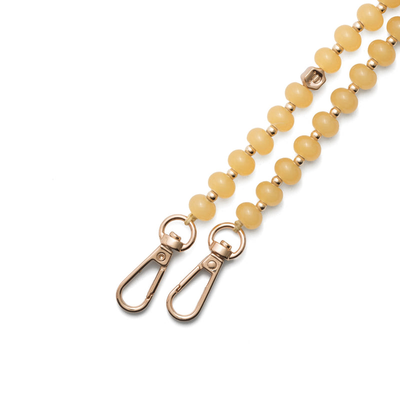 Phone Charm | Beaded | Rosita in yellow beads with rose gold clasps, perfect for a stylish accessory.
