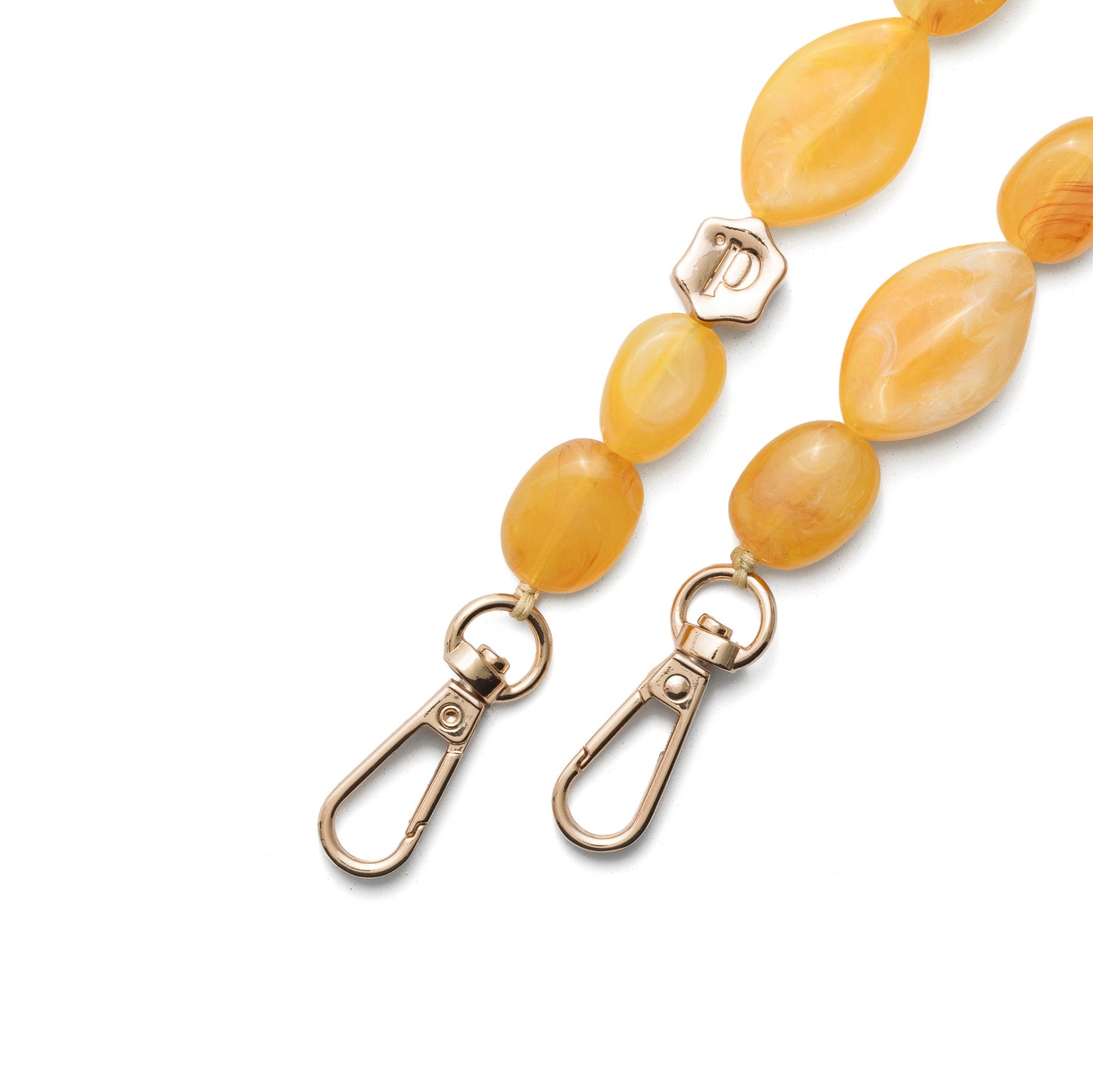 Phone Charm | Beaded | Josephine yellow beaded strap with gold clips for stylish phone accessory