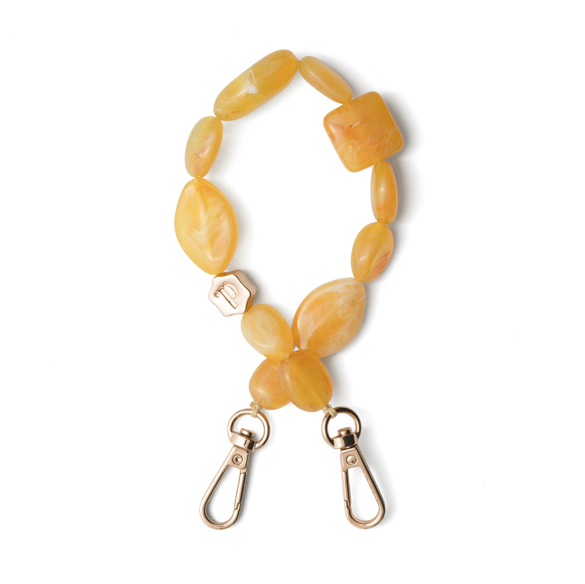 Phone Charm | Beaded | Josephine, yellow phone charm strap with vibrant beaded design.