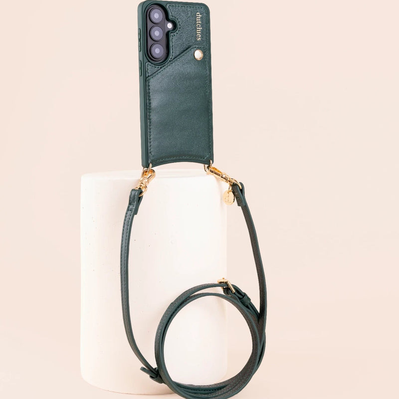 Classic Set | Samsung | Forest Green - Stylish leather phone case with strap, perfect for practicality and modern elegance.