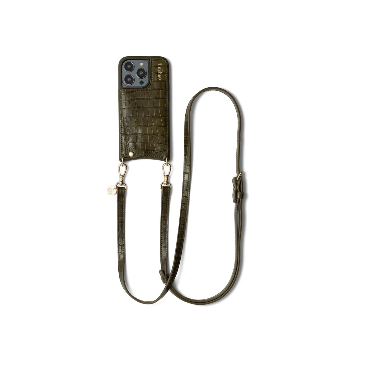 Classic set | iPhone | Olive Green - Stylish olive green iPhone case with a slimline strap, perfect for functionality and fashion.
