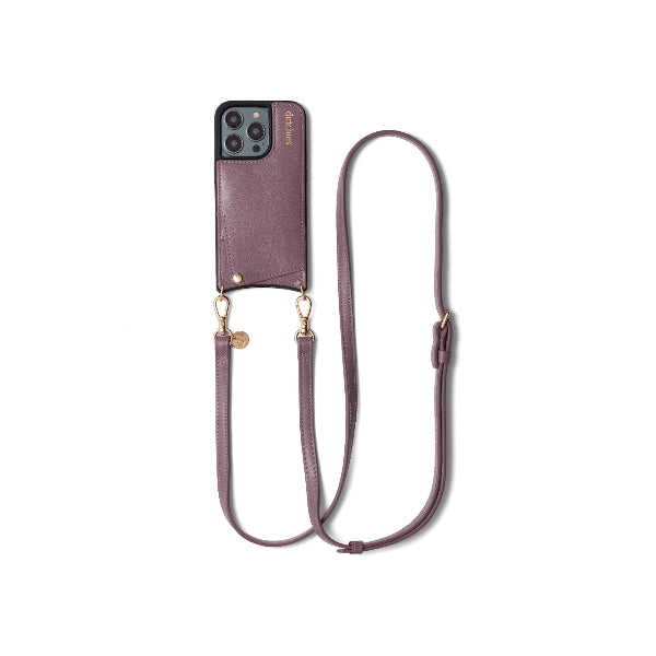 Classic set | iPhone | Mauve - Stylish mauve leather case with strap for iPhone, perfect for a classy look!